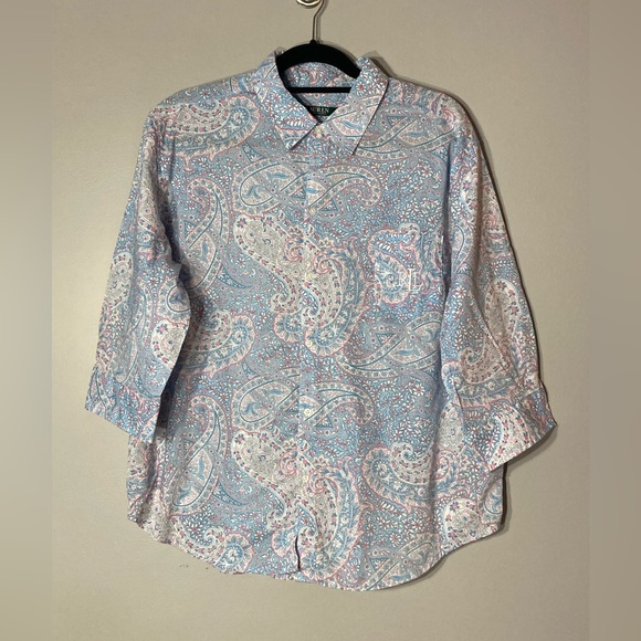 SOLD🩵Lauren Ralph Lauren L
Cotton Pajama Pant Set
Paisley Print Blue & Pink - Picture 3 of 14